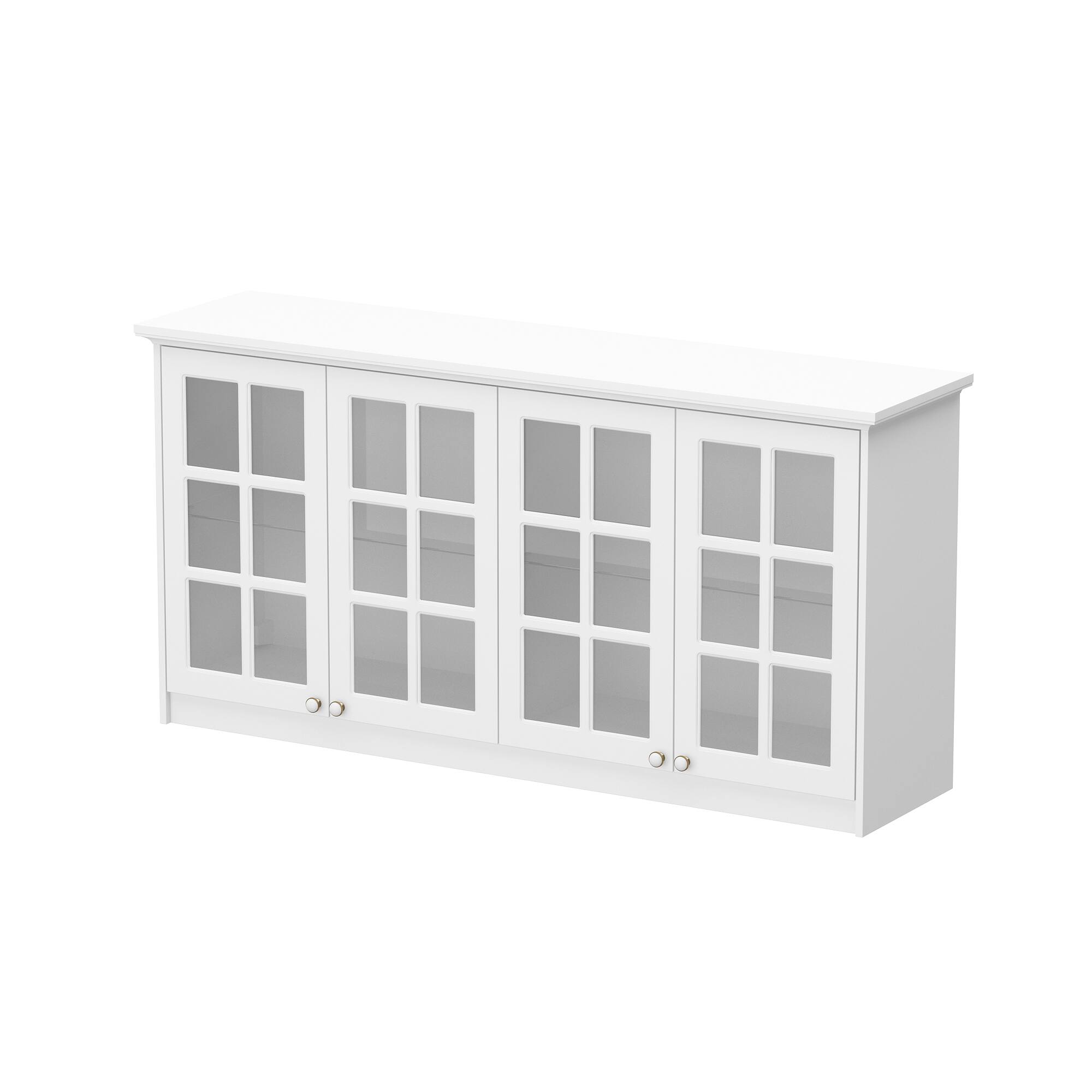 Angle. Famapy - Famapy Wall - Mounted Credenzas Cabinet: Grid - Glass Doors Multi - Room Use - White.