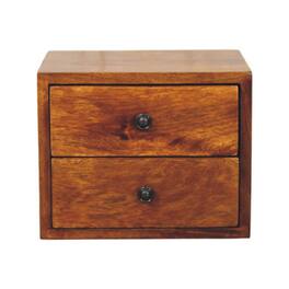 Artisan Furniture - Solid Wood Solis 2-Drawer Wall Mounted Nightstand - Chestnut