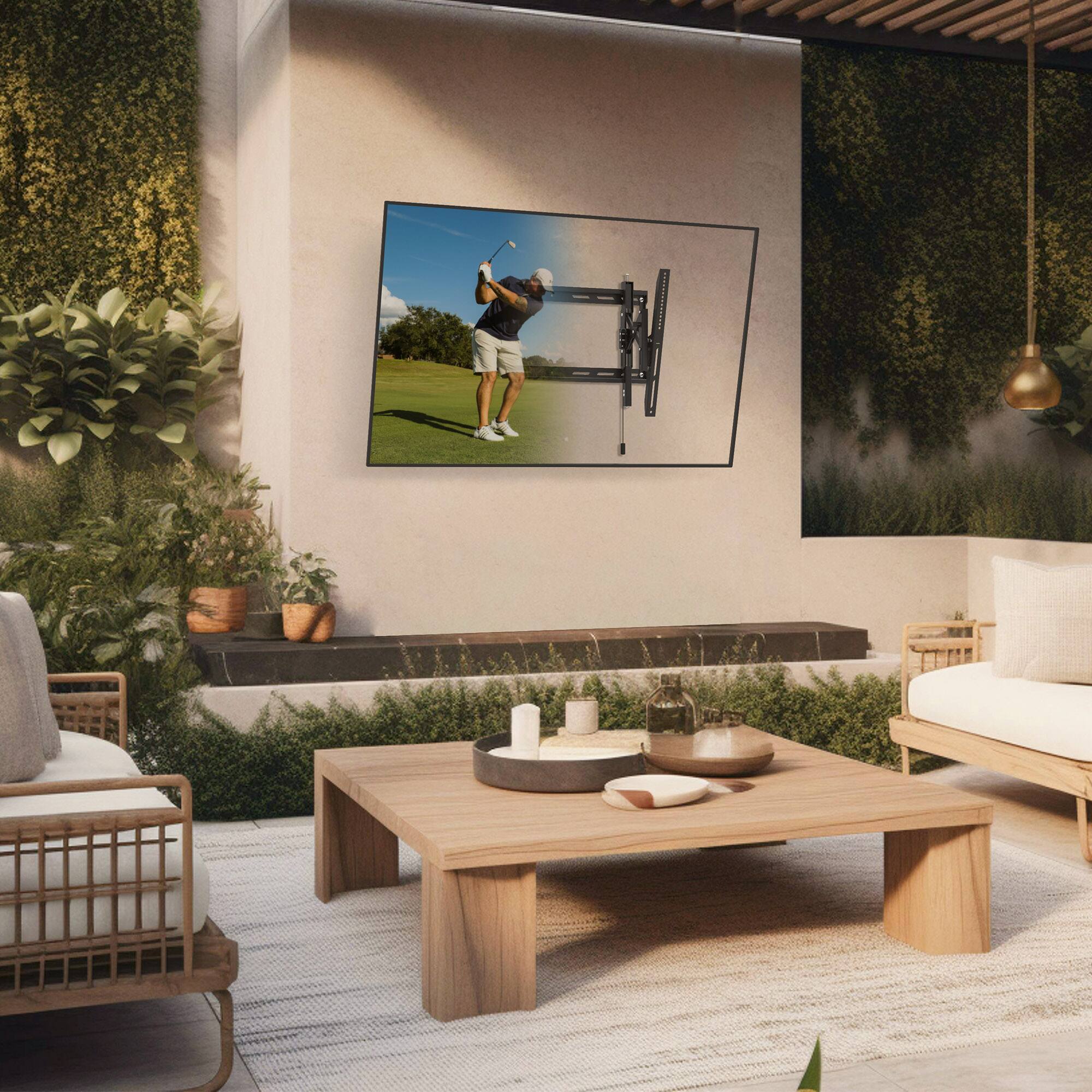 Alt View 6. Kanto - Extendable Tilting Outdoor Weatherproof Locking TV Wall Mount for 45” to 100” TVs - Black.