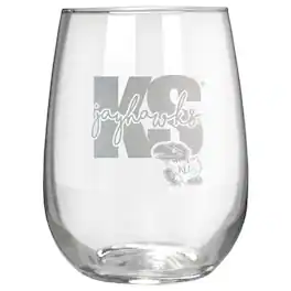 Great American Products - Kansas Jayhawks Etched 17oz. City Stemless Wine Glass - Multicolor