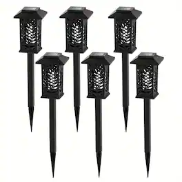 Oumilen - 6 Pack Solar Leaf Shadow Pathway Lights – Waterproof Warm White Ground Stake Lights for Yard Lawn Garden
