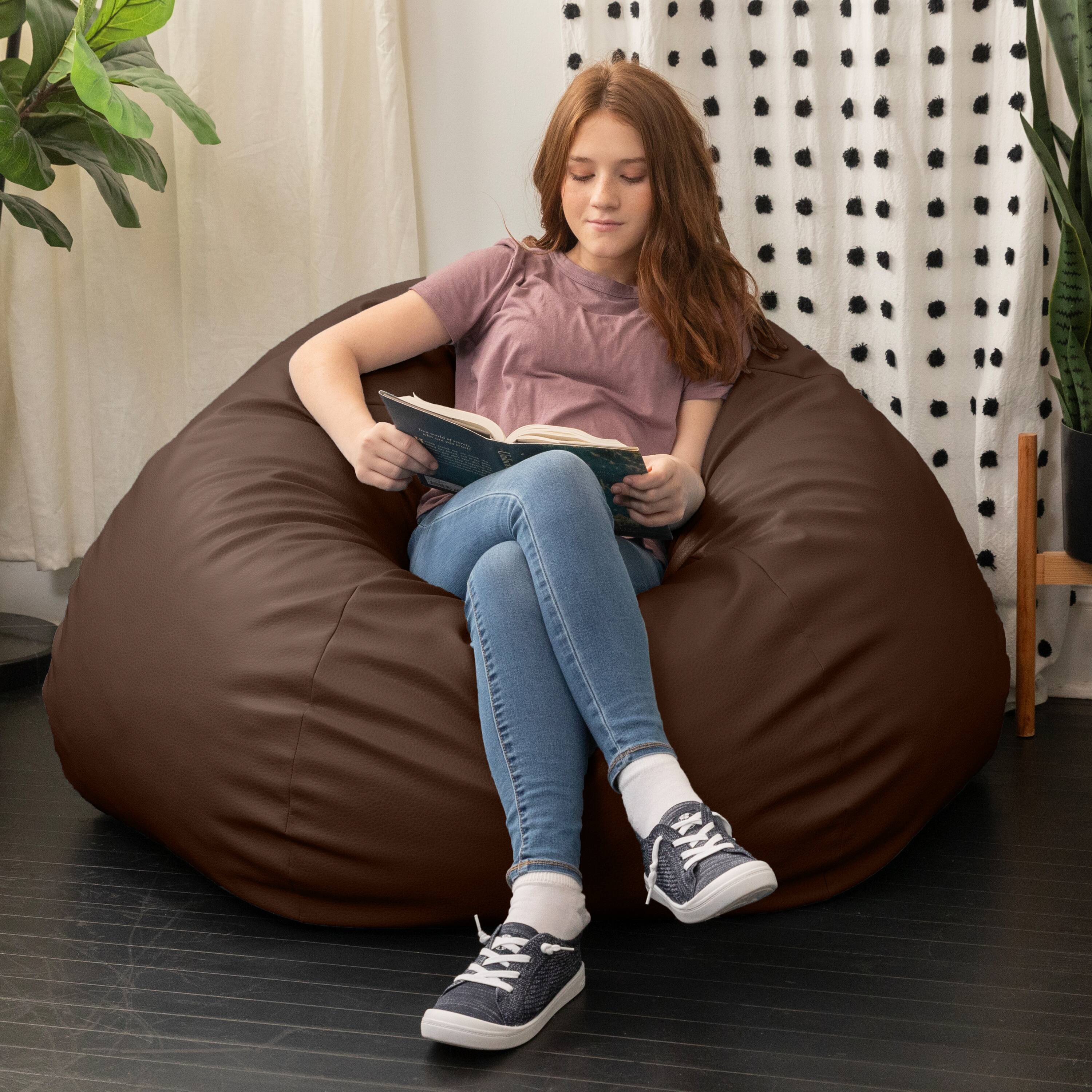 Alt View 1. Jaxx - Atrium Collection Lozia Loveseat - Large Foam Bean Bag Sofa Faux-Leather - Chocolate - Chocolate.