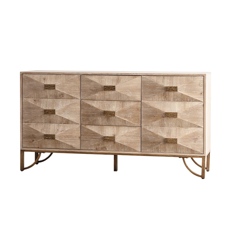 Spaco - Modern 9 Drawers Dresser, Chests of Drawers, TV Stand, Light Wood Dresser for Bedroom, Living Room, Hallway - Natural Wood