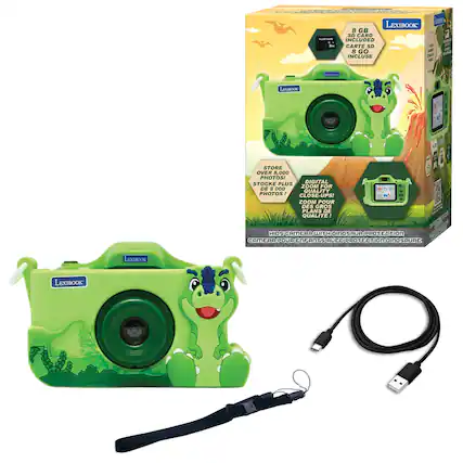 01 LEXIBOOK 8 GB SD CARD - INCLUDED . - - CARTE SD 8 GO - INCLUSE LEXIBOOK STORE OVER 8,000 PHOTOS! DIGITAL STOCKE PLUS DE 8 000 QUALITY PHOTOS! CLOSE-UPS! ZOOM POUR DES GROS PLANS DE QUALITE ! HD CAMERA WITH DINOSAUR PROTECTION POUR ENFANTS AVEC PROTECTION DINOSAURE LEXIBOOK