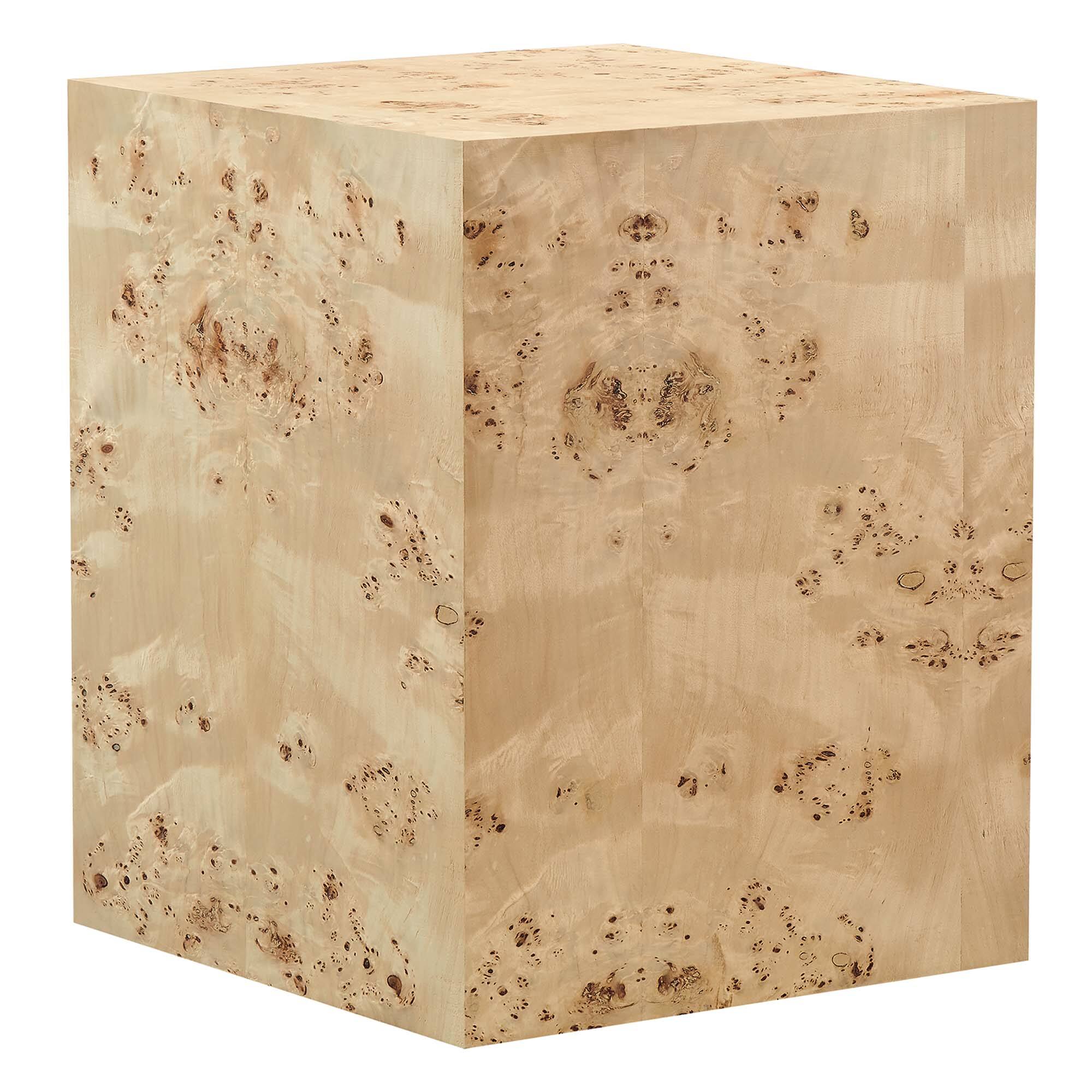 Angle. Modway - Cosmos 16" Square Burl Wood Side Table by Modway - Natural Burl.