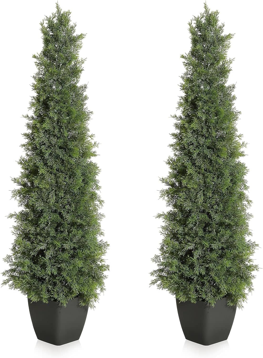 Babevy- Artificial cedar topiary trees, 5ft, 2 pack, realistic UV resistant faux cedar for porch, patio, garden