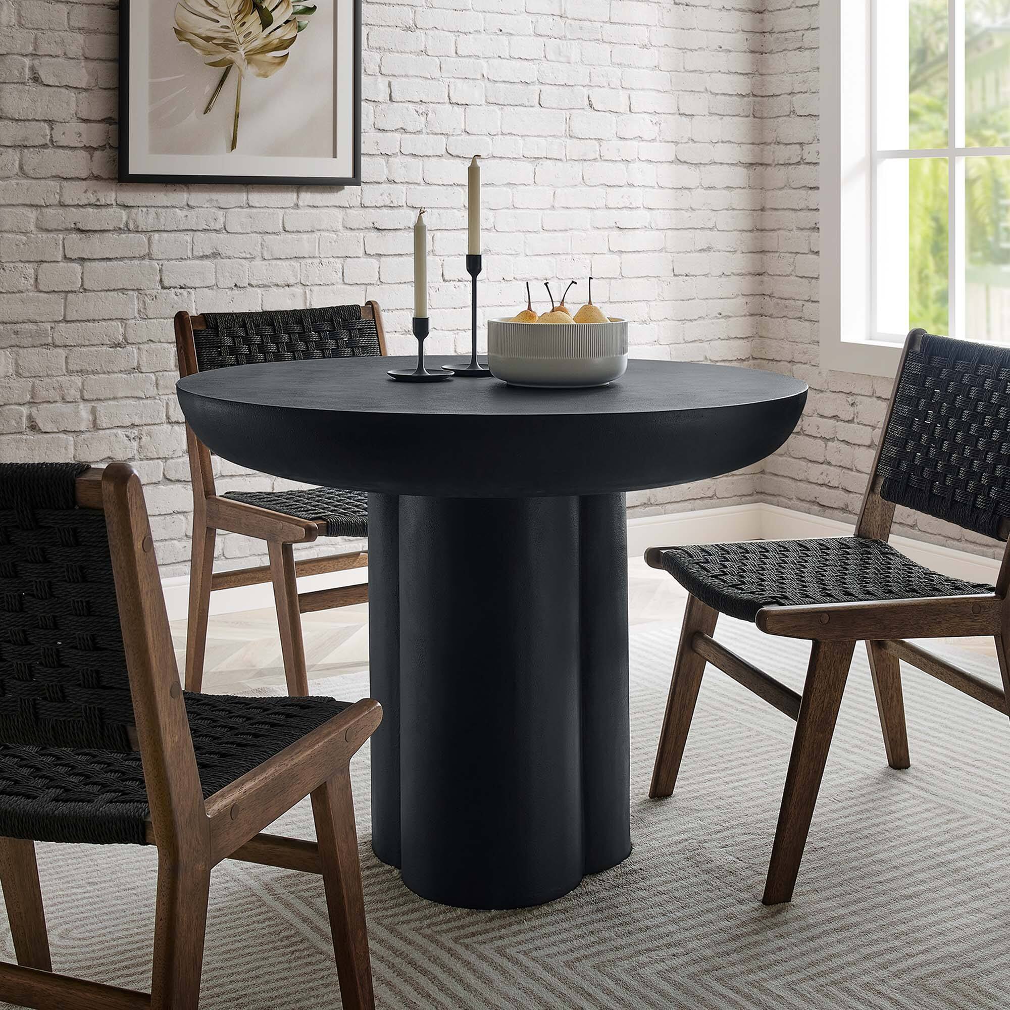 Front. Modway - Caspian 40" Round Concrete Dining Table by Modway - Black.