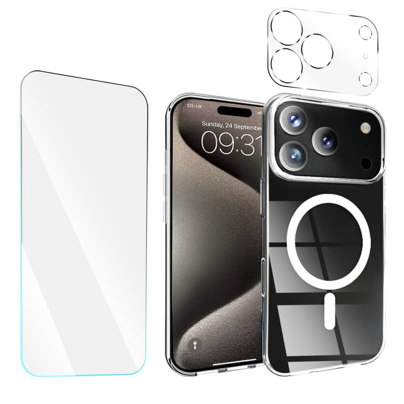 Entronix - 3-in-1 Protection Bundle for iPhone 17 Pro - Magnetic Case, Screen Protector & Lens Protector - Clear