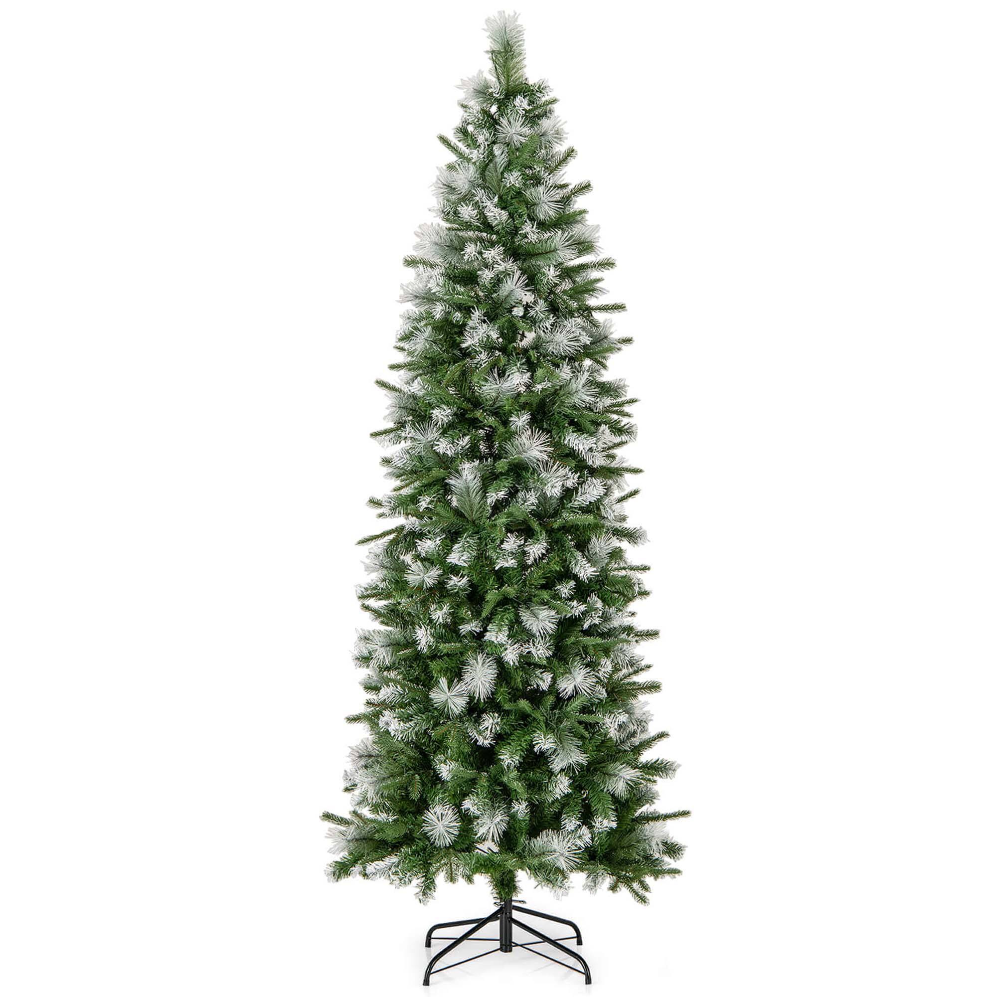 Alt View 21. Costway - 7.5 FT Pre-Lit Artificial Christmas Tree with 820 Frosted Tips 350 LED Lights - Green/White.