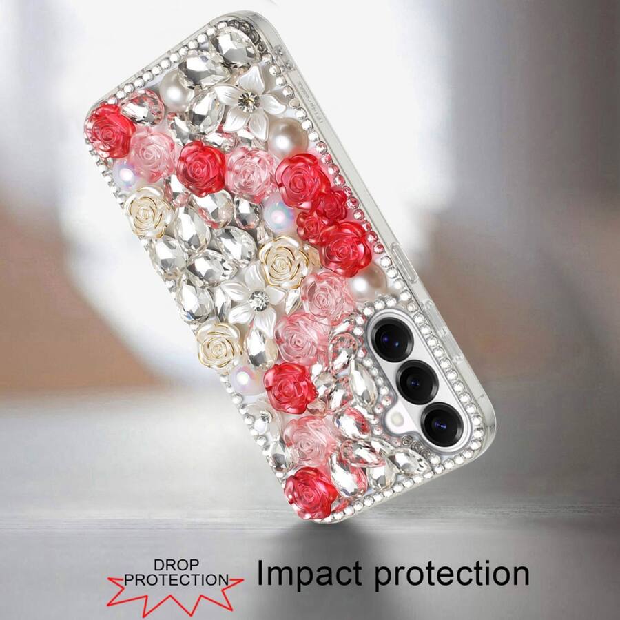 Galaxy Rhinestones Kitcheniva Full Rhinestone 3D Rose Bling Design Phone Case With ...