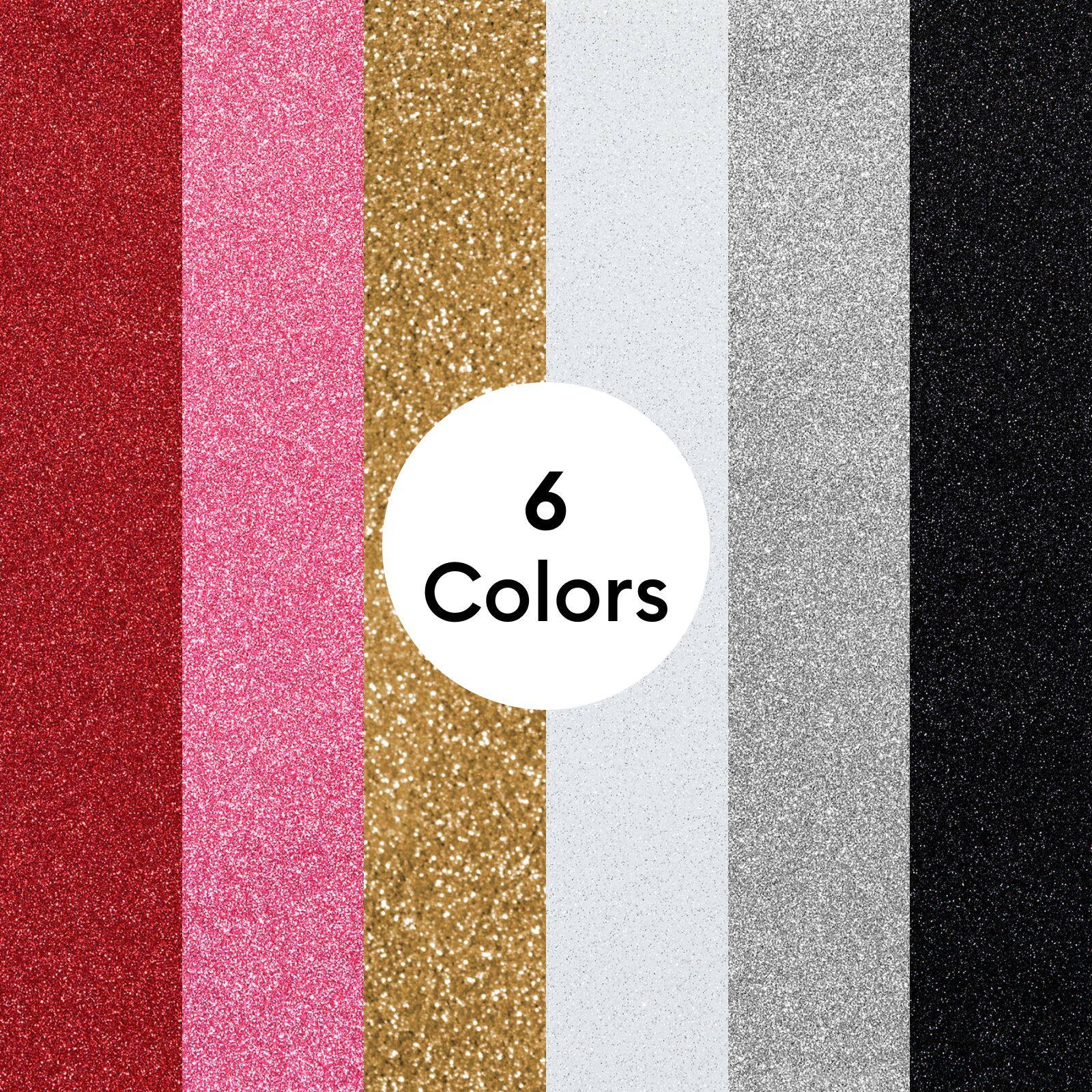 Alt View 1. Cricut - Glitter Iron-On Craft Vinyl Sheets, 10 x 12 in, Multicolor, 6 Count.