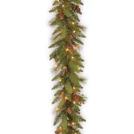 National Tree Company - Refurbished Excellent - 6' NEEDLE PINE CONE GARLAND WITH CLEAR LIGHTS, DC3-178L-6B - Green