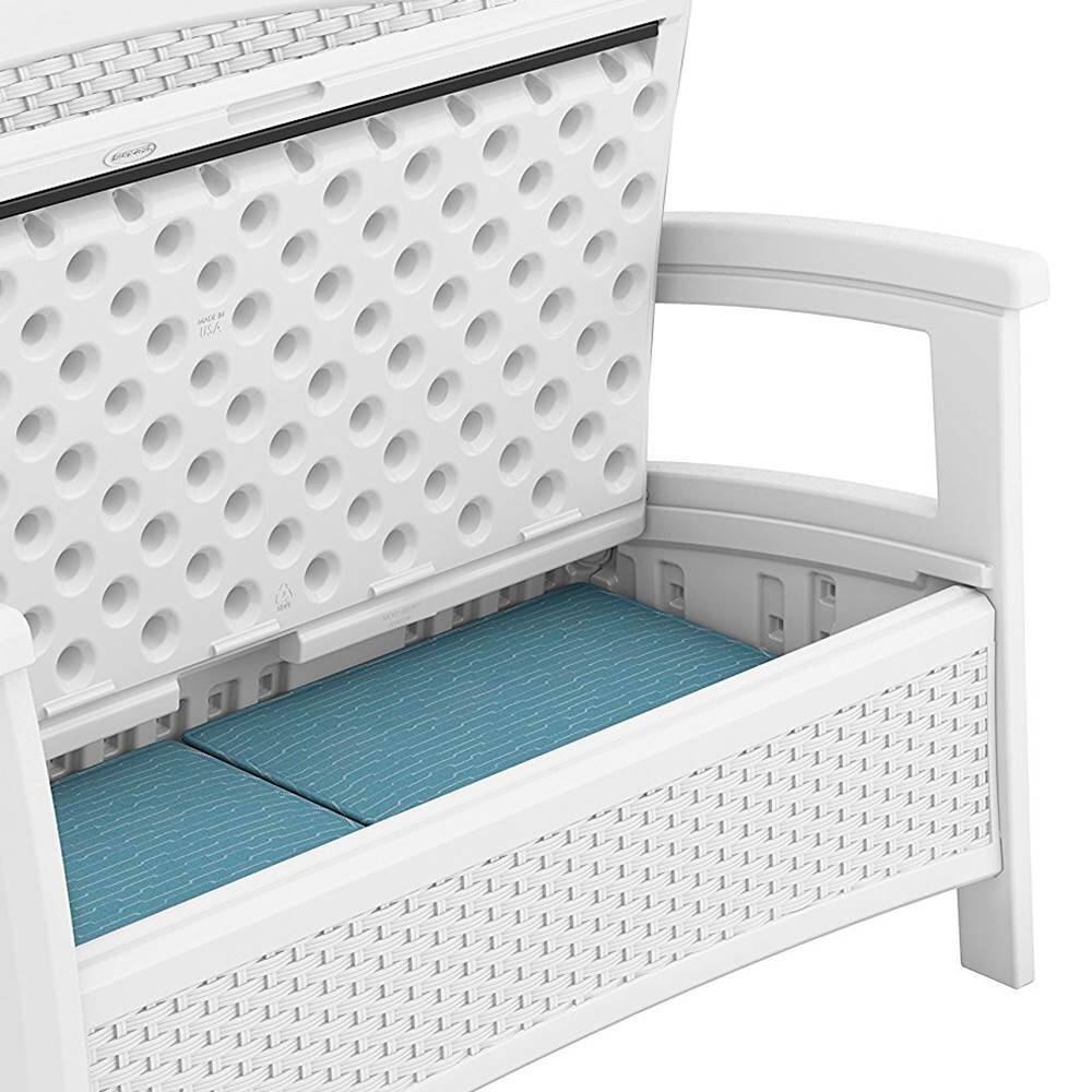 Alt View 3. Suncast - Suncast Elements BMWB5000W Resin Wicker Design Loveseat with Storage, White - White.