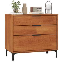 Gymax - 3-Drawer Dresser w/ Metal Support Legs & Anti-tipping Kit for Bedroom - Cherry