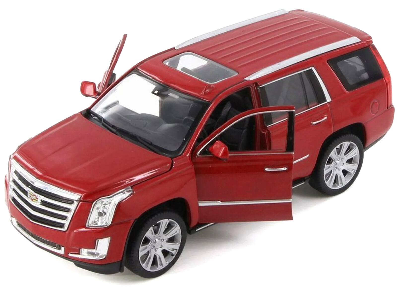 Angle. Welly - 2017 Cadillac Escalade with Sunroof Red Metallic 1/24-1/27 Diecast Model Car by Welly - Red Metallic.