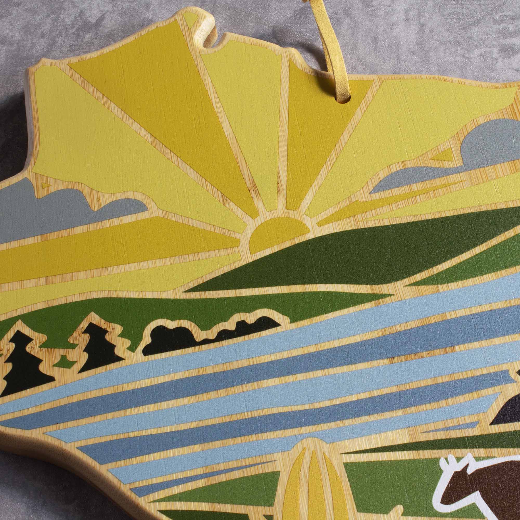 Alt View 3. Totally Bamboo - Wisconsin Cutting Board with Artwork by Summer Stokes.