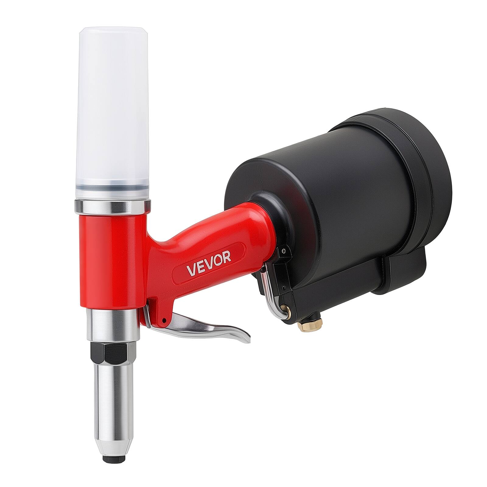 Alt View 5. VEVOR - Pneumatic Rivet Gun Kit with 3/32" 1/8" 5/32" 3/16" 1/4" Nosepieces, 3924 LBS Pulling Force, 3-Claw Secure Grip - Red;Black.