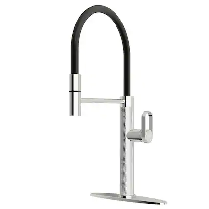 Front. ENZE - Kitchen Faucet with Pull-Down Sprayer 3 Spray Modes Single Handle High Arc Sink Faucet for Kitchen RV Laundry and Bar - Chrome.