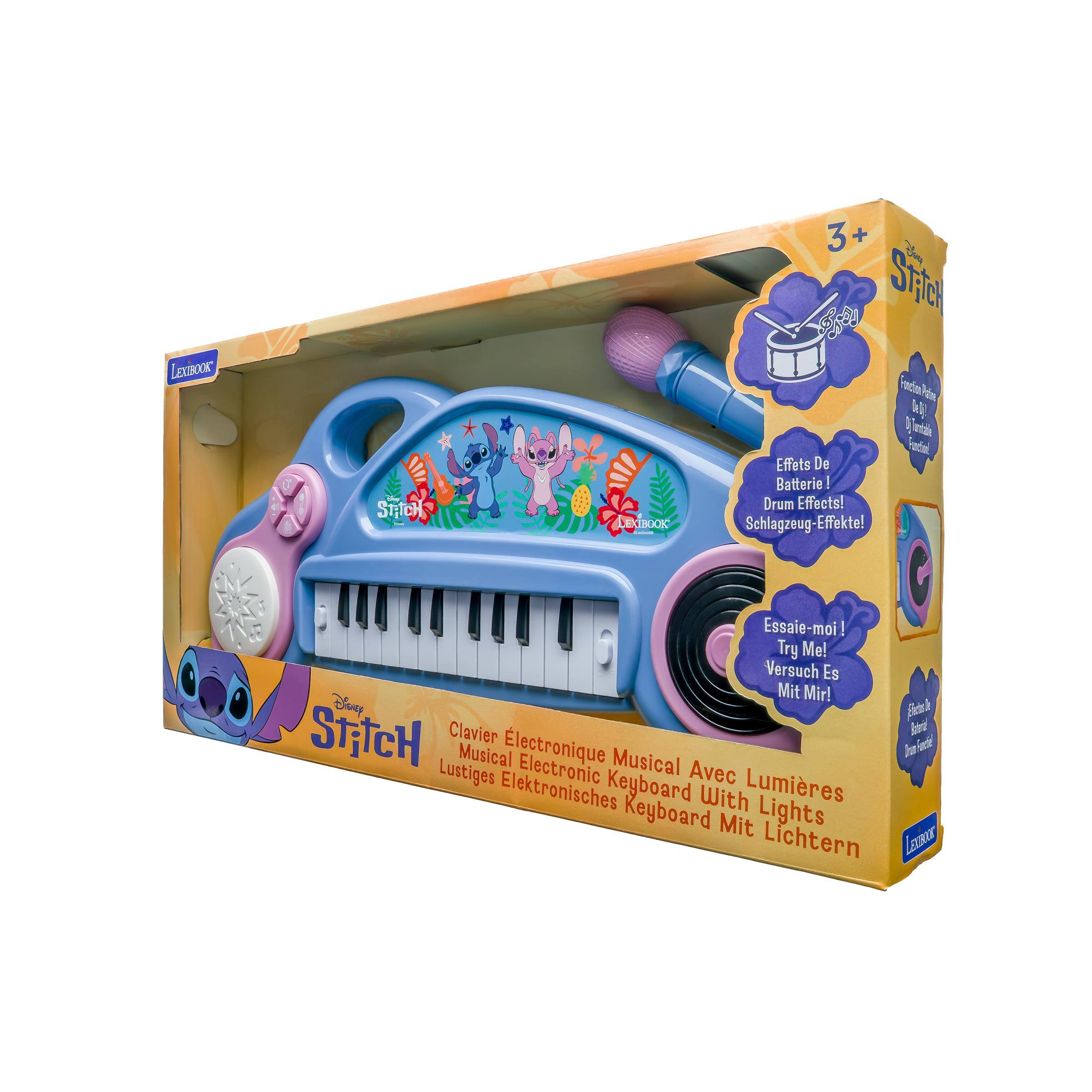 LEXIBOOK STITCH I KEREROOK 3+  
30u STITCH S adm m Wl b ot Fradal Effets De Batterie Drum Effects! Schlagzeug-Effekte!  
Essaie-moi | Try Me! Versuch Es Mit Mir!  
Diry Brck ST,TCH Clavier Electronique Jur o Musical Musical Lustiges Electronic Avec Lumires Elektronisches Keyboard With Keyboard Mit Lights Lichtern  
LAE