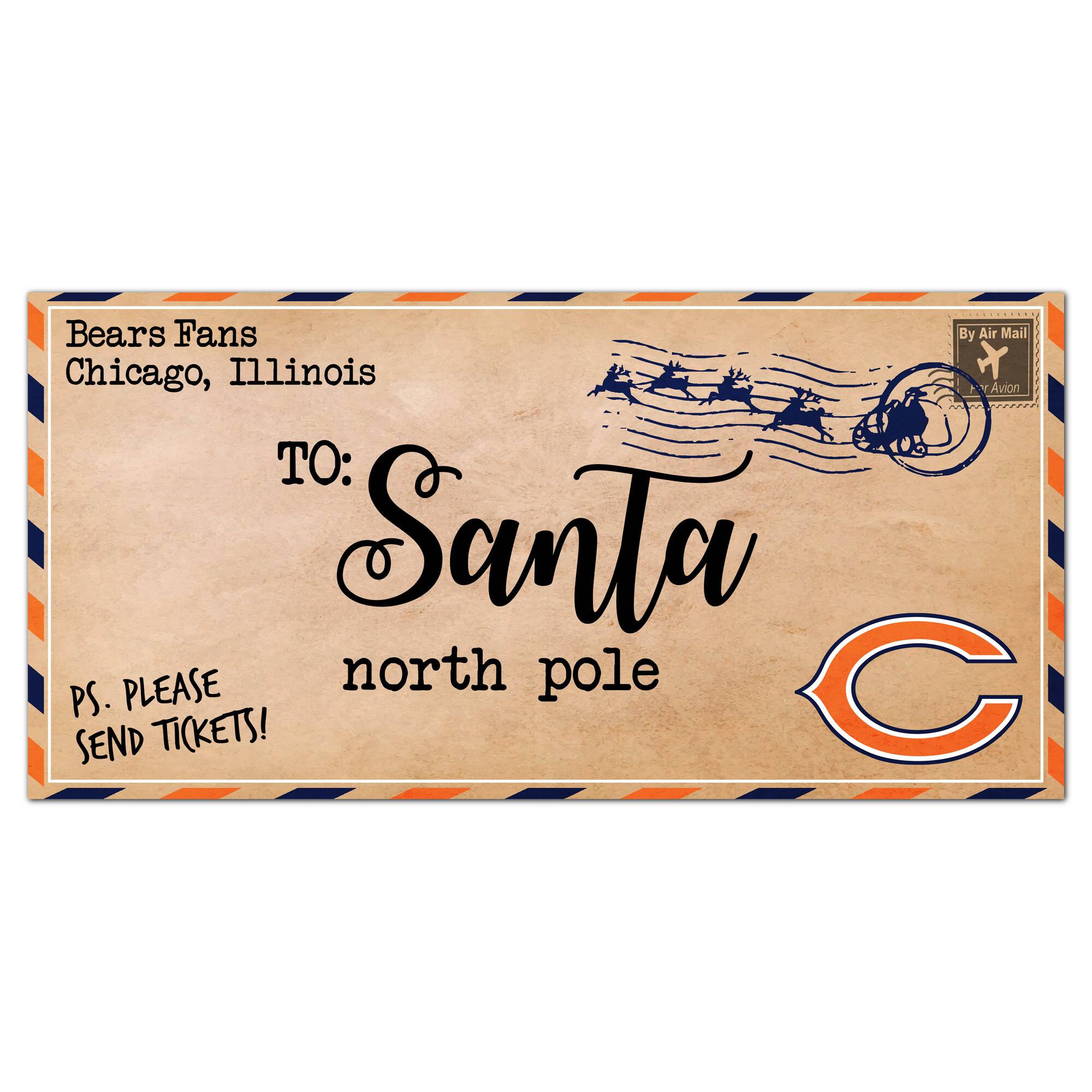 Fan Creations - Chicago Bears 6'' x 12'' Letter to Santa Sign - Multicolor