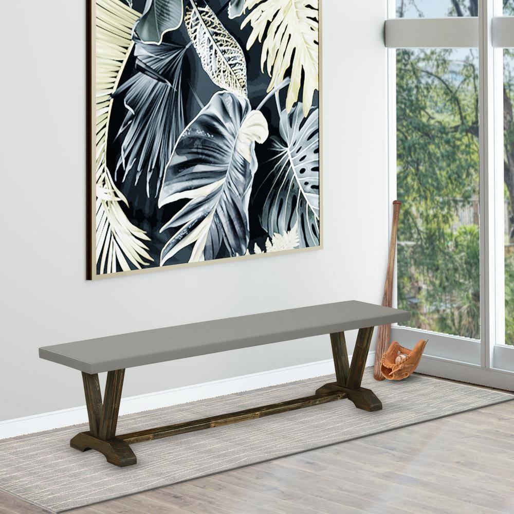 Back. East West Furniture - V-Style Modern Kitchen Bench with Solid Wood Seat - Espresso.