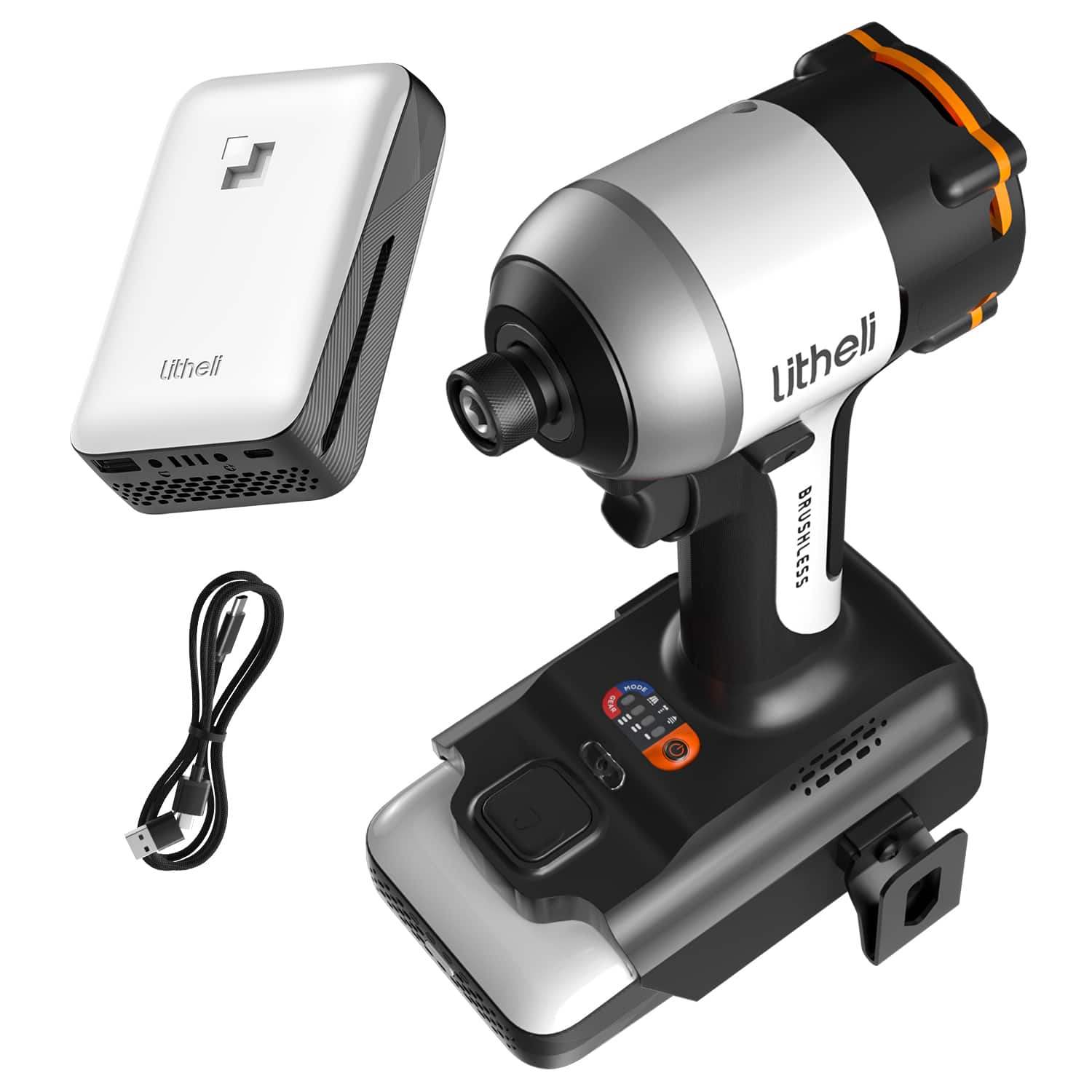Litheli - 20V Cordless Impact Driver Kit, 2035 in-lbs Max Torque, 1/4 in. Hex Power Drill/Driver with Battery (Charger not Include - Black and White