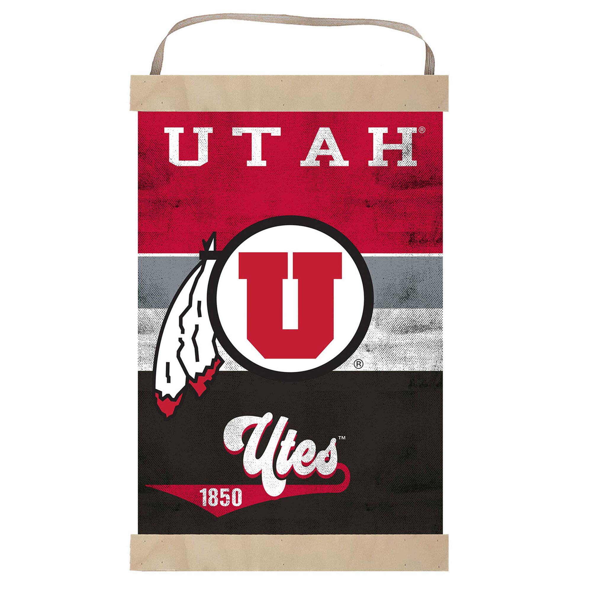 Utah Utes Retro Logo Banner Sign