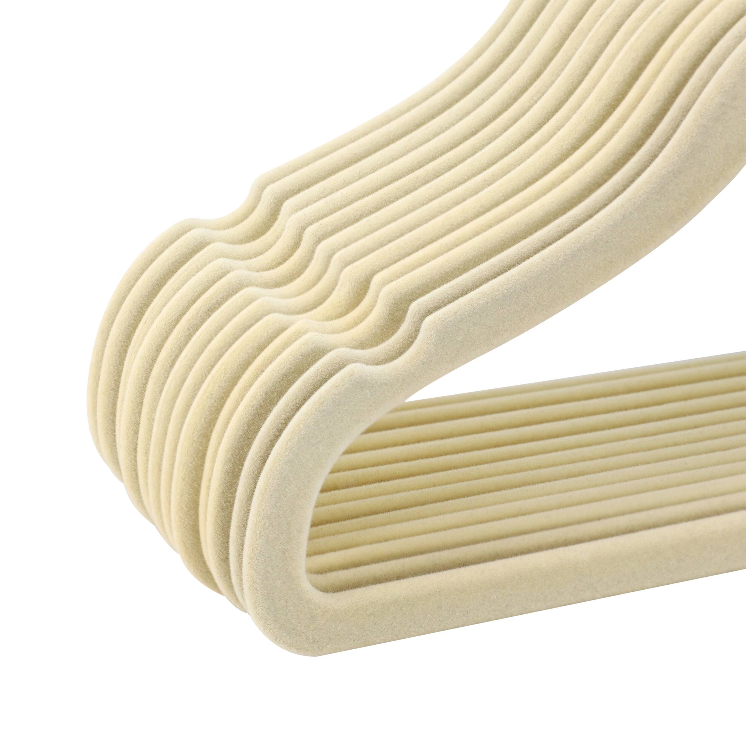 Alt View 2. Elama - Kids Basics 50 Piece Non-Slip Velvet Space Saving Notched Shoulder Clothes Hangers - Cream.
