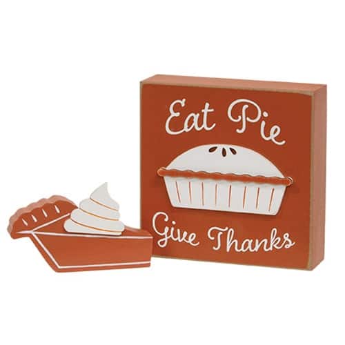 BreeBe - 2/Set Eat Pie Box Sign & Pie Chunky Sitter - Orange, White