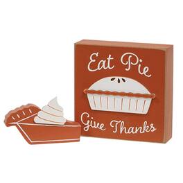 BreeBe - 2/Set Eat Pie Box Sign & Pie Chunky Sitter - Orange, White