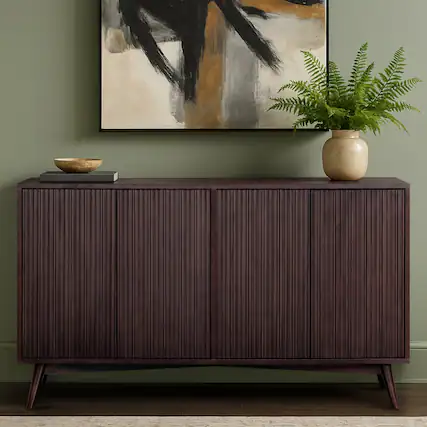 Front. Teamson Home - Teamson Home Tremolo Sideboard with 4 Doors, Espresso - Black.