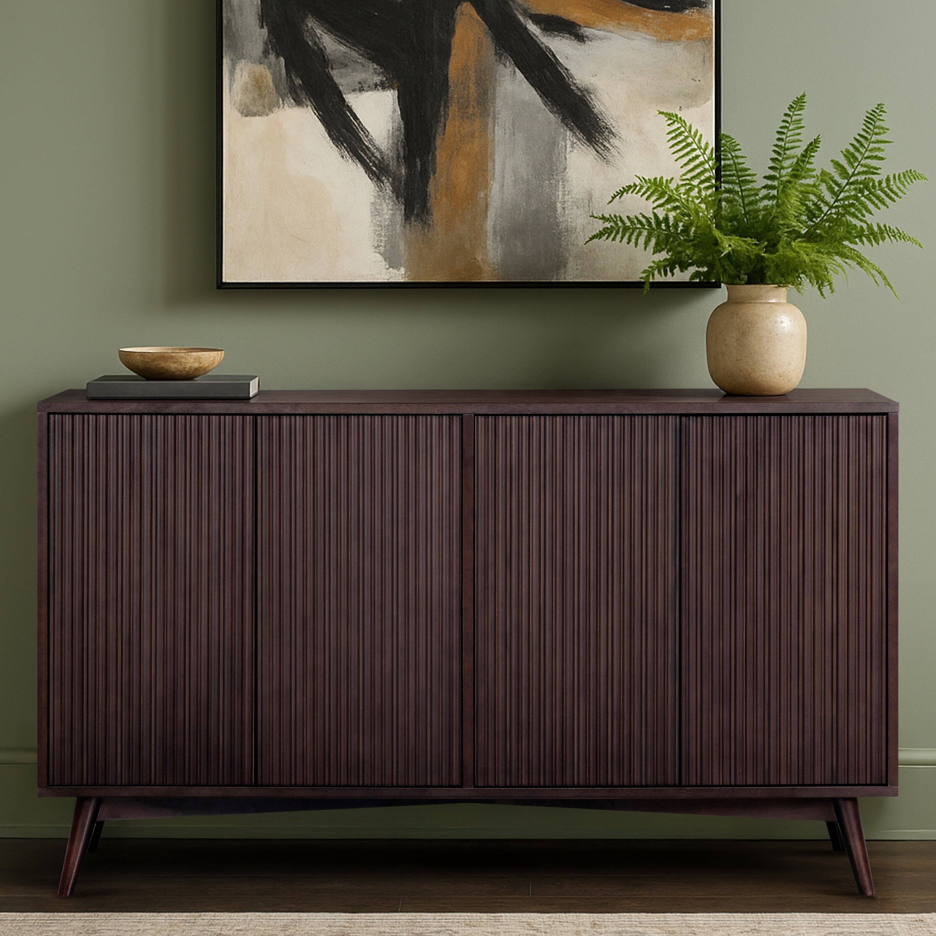 Front. Teamson Home - Teamson Home Tremolo Sideboard with 4 Doors, Espresso - Black.