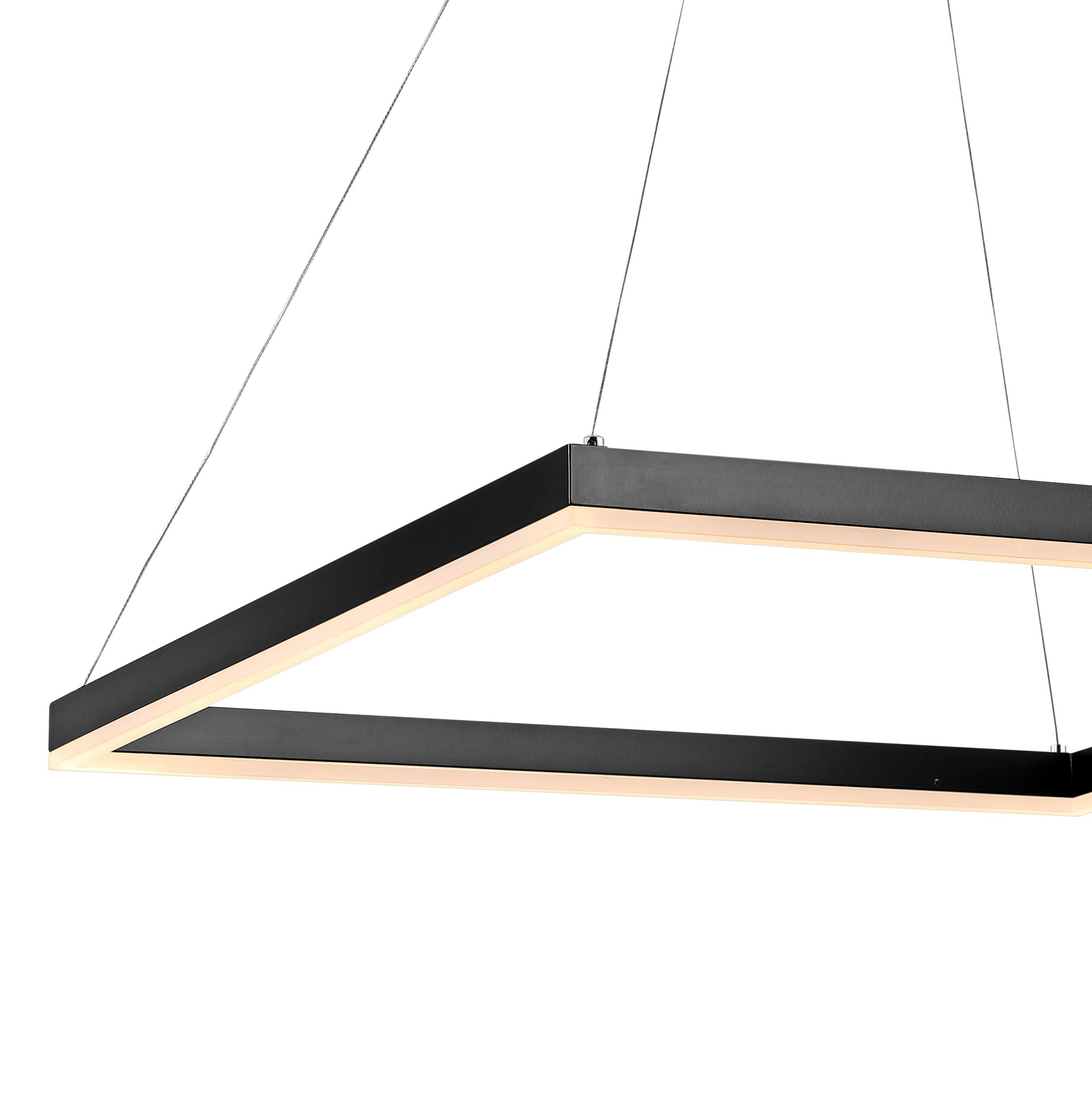 Alt View 4. Jonathan Y - Nero 23.63" Square Contemporary Modern Metal Integrated LED Pendant Light, Black - Black.