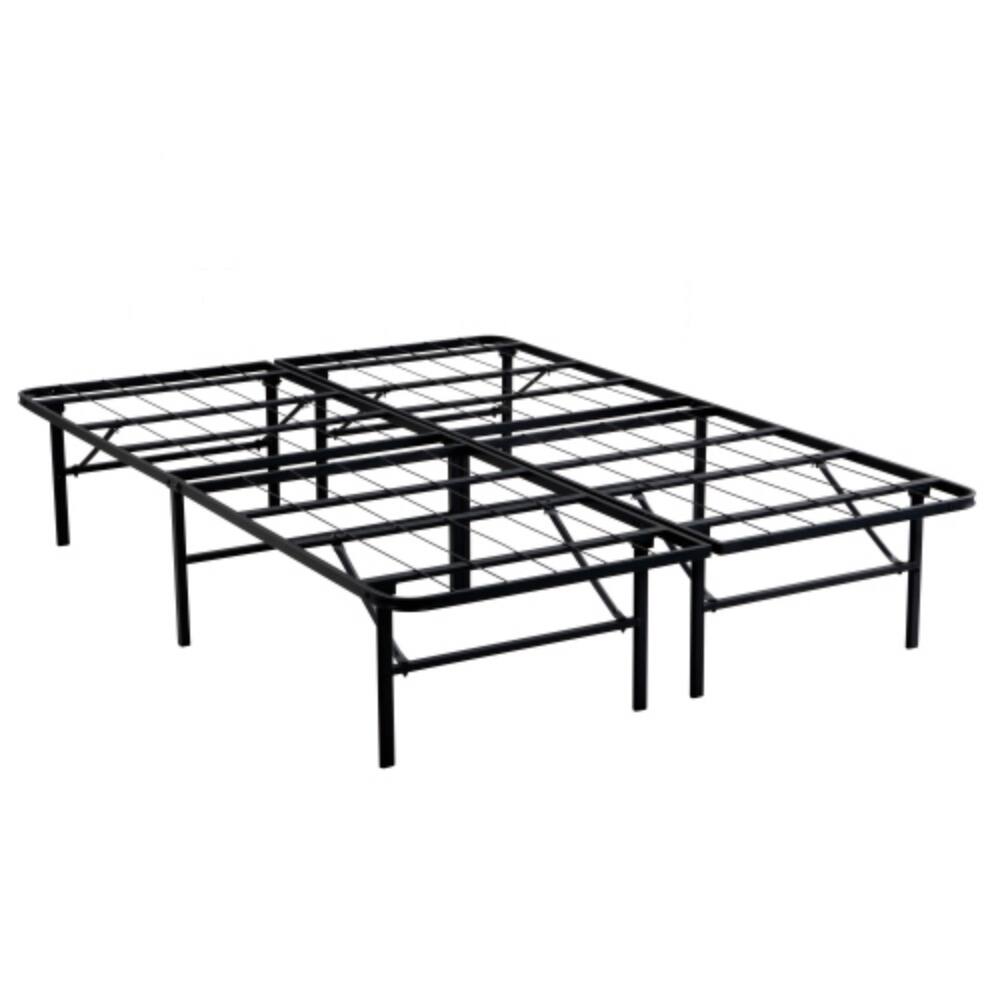 Alt View 3. LUCKY ONE - King Size Metal Folding Platform Bed Frame, 14in High, Heavy Duty Steel Slats, No Box Spring Needed, Under-Bed Storage - Black.