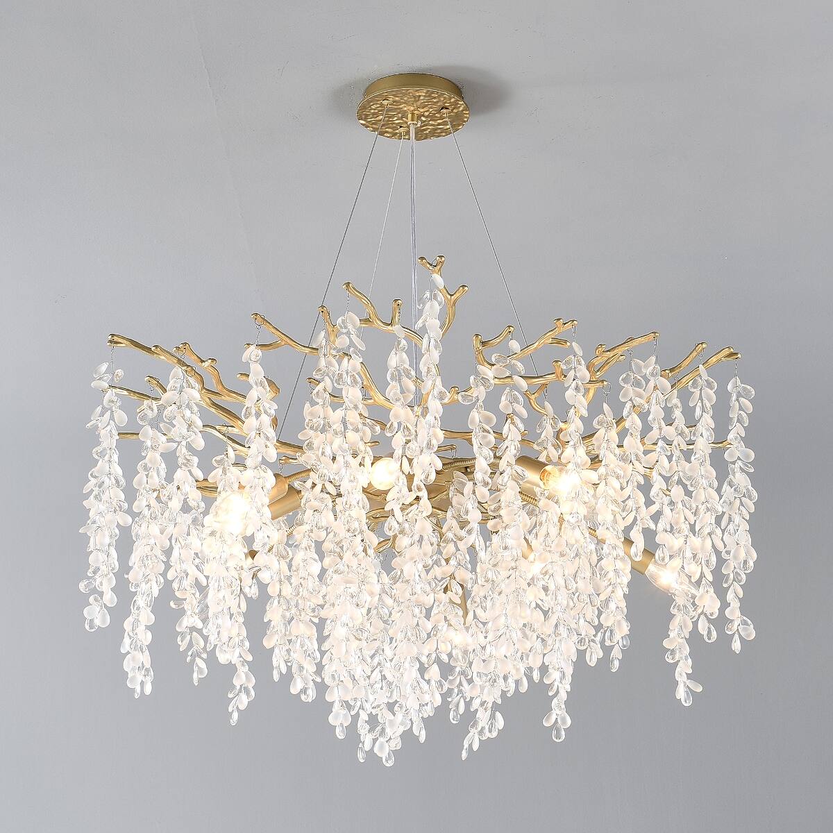 Alt View 9. Loheer - Loheer 10-Light Crystal Chandelier Gold Modern Farmhouse Ceiling Light for Dining Room or Kitchen Island.