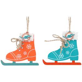 The Memory Company - Miami Dolphins Two-Pack Ice Skate Ornament Set - Multicolor
