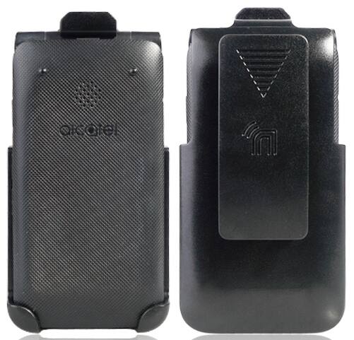 Alt View 5. Nakedcellphone - Holster Case for Alcatel Go Flip V Phone (2019) - Ratchet Belt Clip - Black.