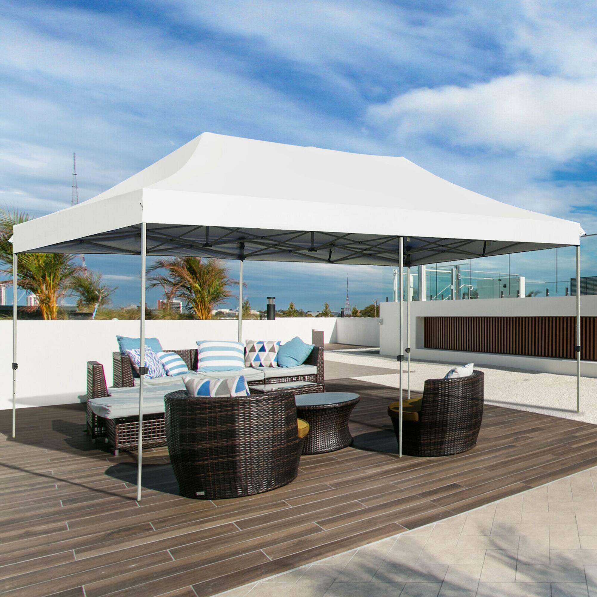 Alt View 1. Gymax - Gymax 10'x20' Pop up Canopy Tent Folding Heavy Duty Sun Shelter Adjustable W/Bag White - White.