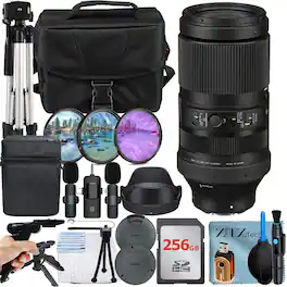 Bundle - Sigma - 100-400mm f/5-6.3 DG DN OS Contemporary Lens for Sony + 256GB Memory Card + Lavalier Microphone + ZeeTech - Black