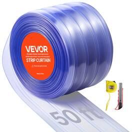 VEVOR - Clear PVC Strip Curtain, 50 ft Length x 8 in Width, Ribbed Plastic Door Strip Bulk Roll, Walk in Freezer Cooler Curtain - Light blue