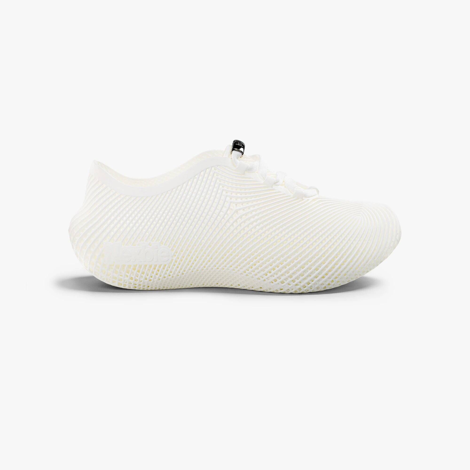 Angle. Nexbie - Aeroraise 3D Printed Sneakers - White.