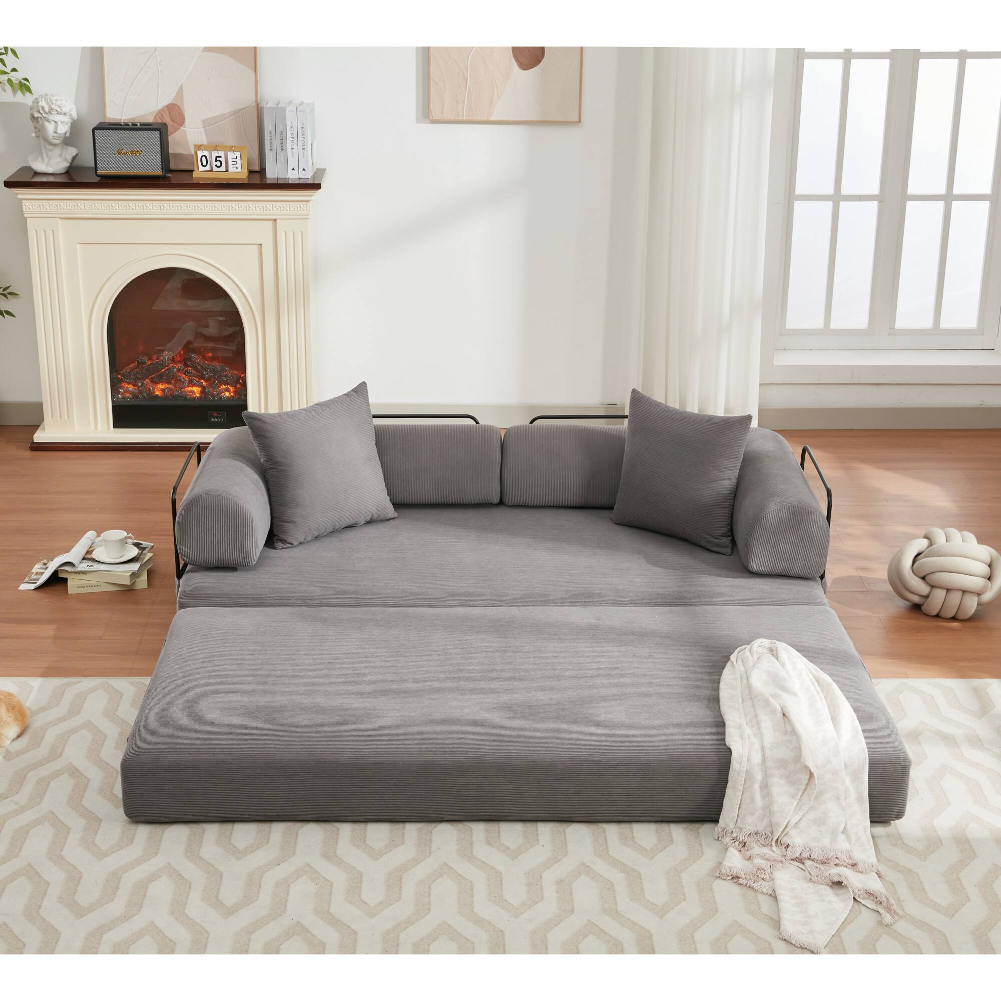 Alt View 6. Trinkets Crazed - Folding Convertible Out Sleeper Sofa Bed, 4-in-1 DIY Combination Convertible Sofa, Folding Sleeper Sofa - Antique Gray.
