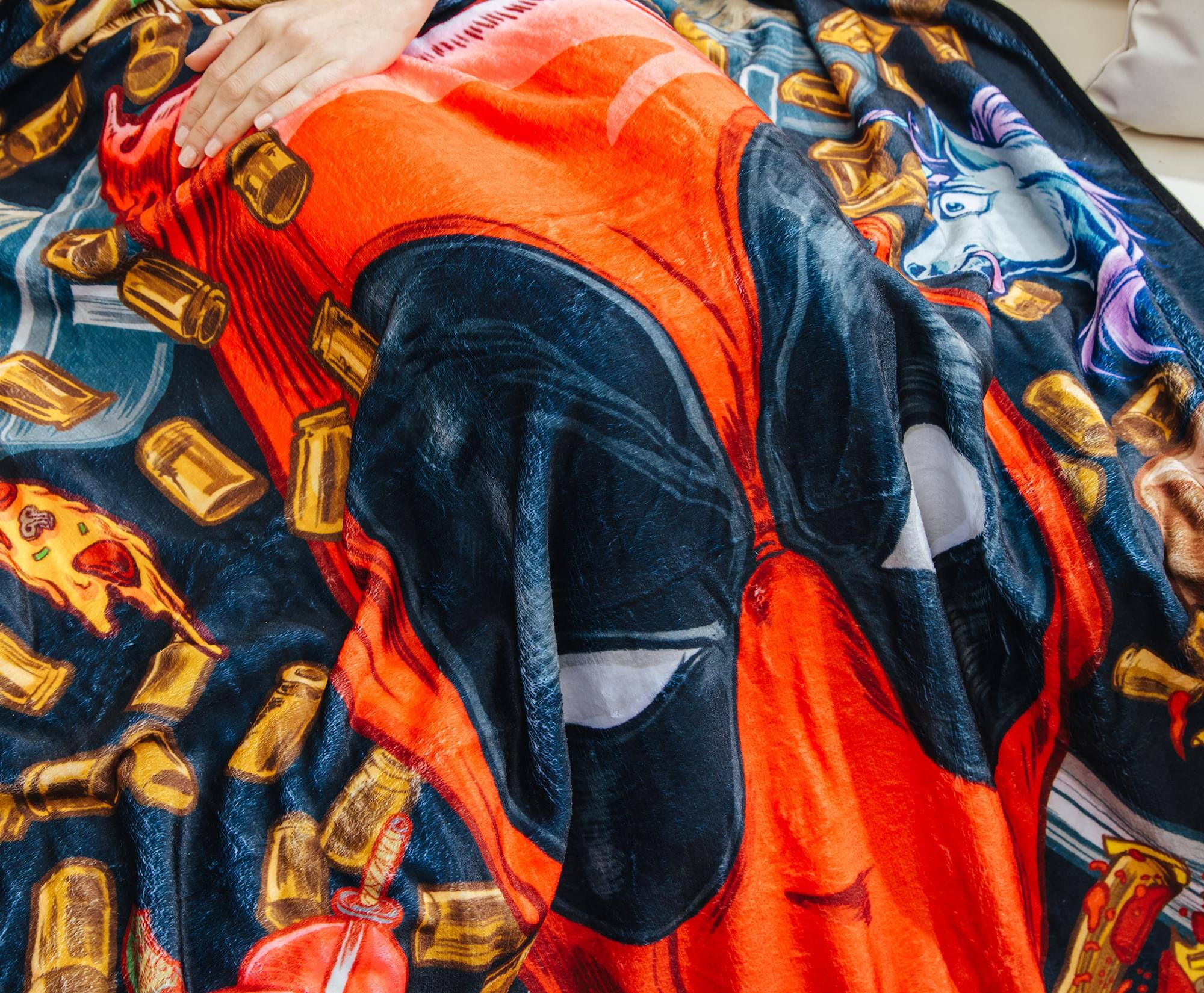 Alt View 3. Surreal Entertainment - Marvel Deadpool Icons Fleece Throw Blanket | 45 x 60 Inches - Multi-Colored.