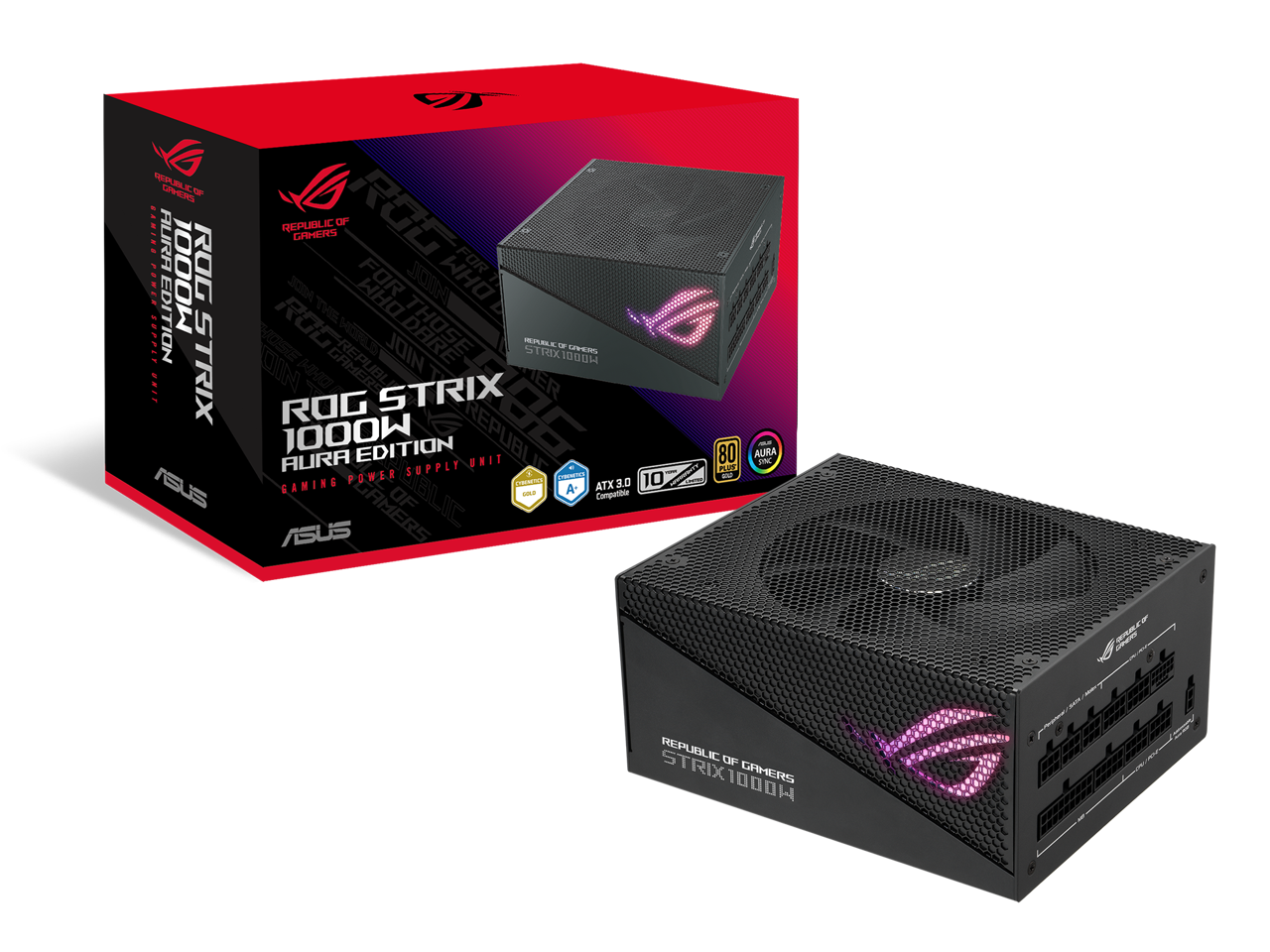 ASUS - ROG Strix 1000W Gold (Modular, 80+ Gold, ATX 3.0, PCIe 5.0, Aura Sync)