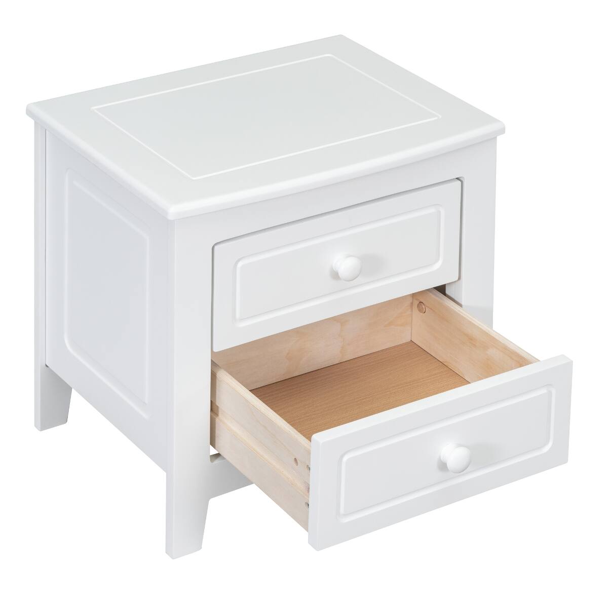 Alt View 2. Loheer - Loheer 2 Drawer Nightstand, White Mid Century Bedside Table - White.