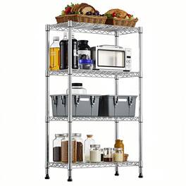 Mirfee - 4-Tier Heavy Duty Steel Storage Shelving, 1000 LB Capacity Chrome Wire Rack, 47.2" H Utility Shelf with 29.5" W - Chrome