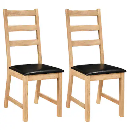 Front. Costway - Costway Dining Chairs Set of 2 with Hollowed Backrest, Padded Seat, Rubber Wood Legs - Natural & Black.