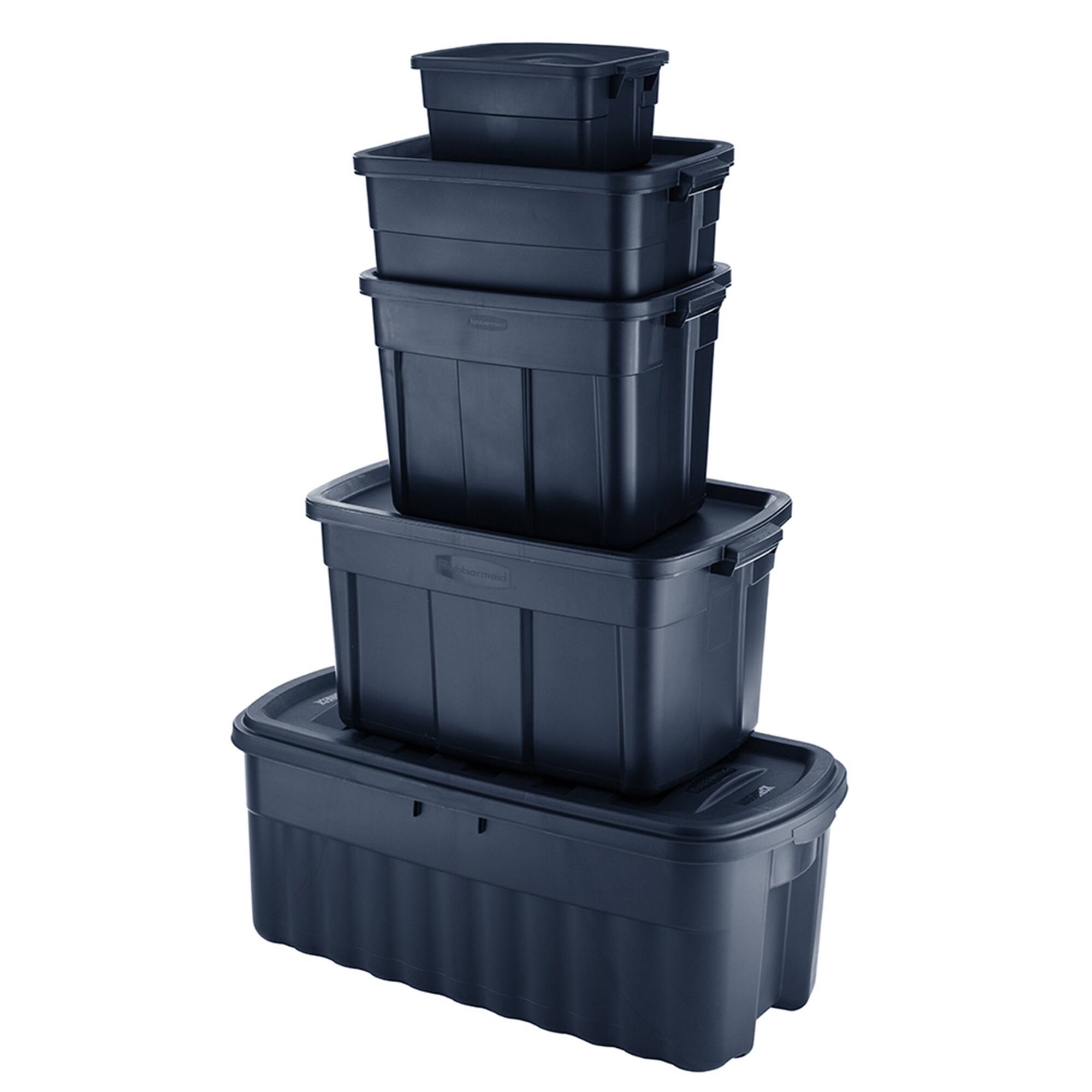 Alt View 2. RubberMaid - Rubbermaid 18 Gallon Stackable Storage Container, Dark Indigo Metallic (12 Pack).