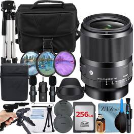 Sigma - 35mm f/1.4 DG DN Art Lens for Sony E Mount Bundle with 256GB Card + Case + ZeeTech Bundle - Black