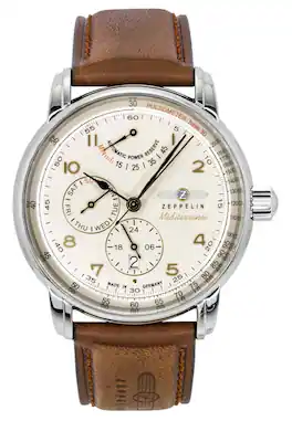 Zeppelin - Mediterranee Leather Strap Champagne Dial Automatic 96905 Men's Watch - Beige